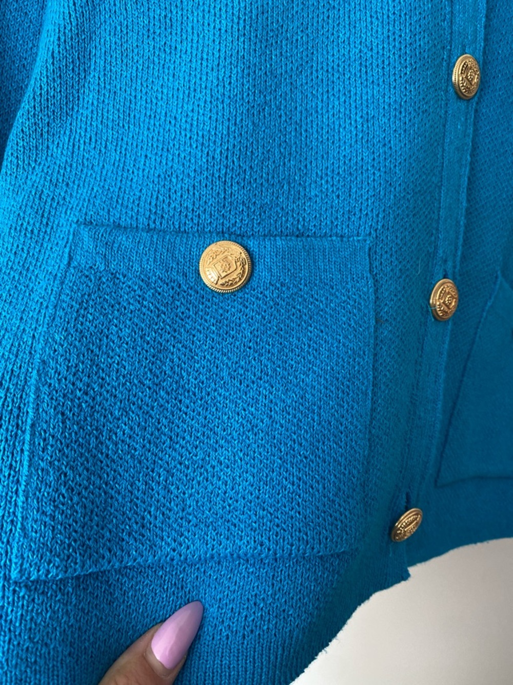 ZARA Bright Blue Gold-Button Knit Cardigan NWT ✨🩵 - Picture 2 of 6